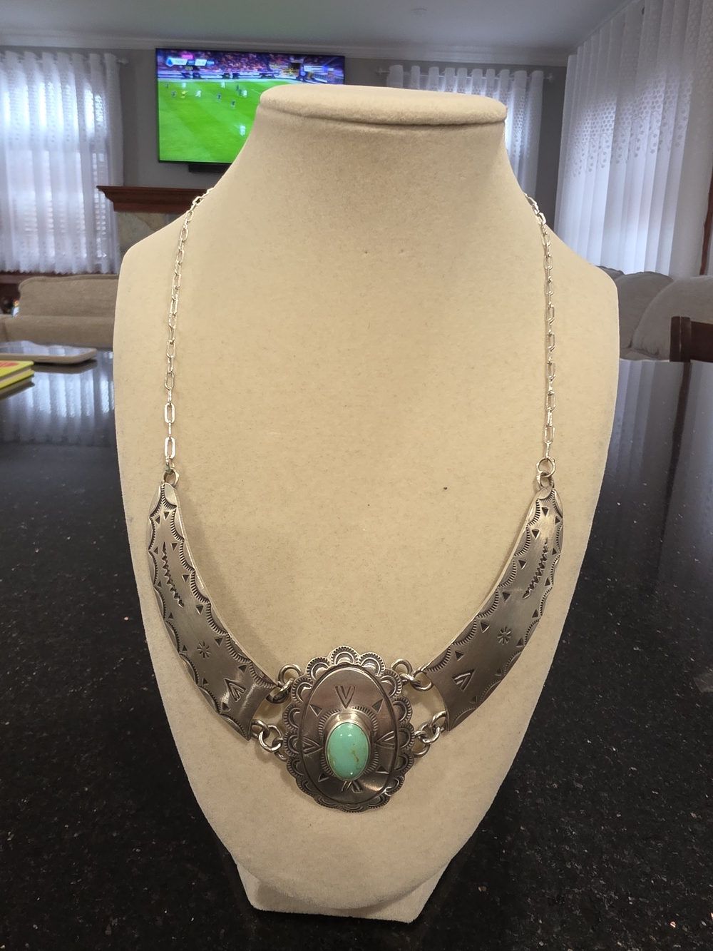 Silver-Tone Turquoise Statement Necklace - Women Jewelry